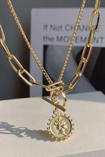 Load image into Gallery viewer, Gold Plated Vintage Carved Coin Pendant Link Chain Necklace
