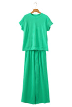 Load image into Gallery viewer, Wild Wind Solid Corded Short Sleeve T Shirt and Wide Leg Pants Set
