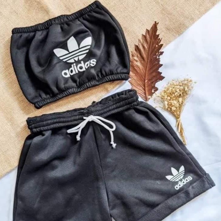 Adidas tube top and shorts set on sale